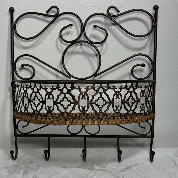 Storage & Organization Wrought Iron Wall Shelf With Hooks Poshmark